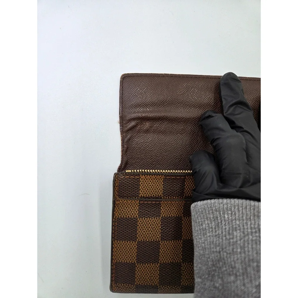 Louis Vuitton Damier Ebene Sarah Wallet Brown Checkbook Long Clutch Authentic